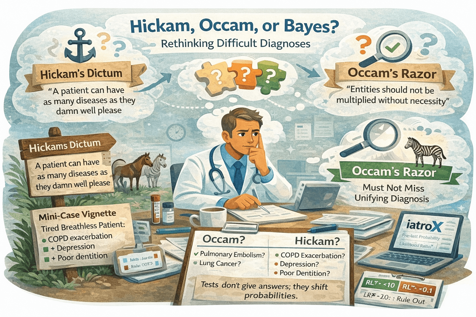 From Hickam’s Dictum to Bayes’ Rule: Decision-Making Frameworks for Difficult Diagnoses
