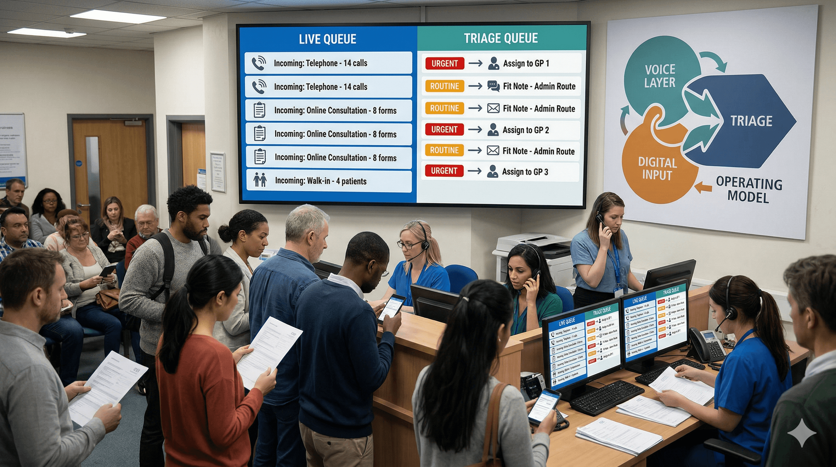 AI Receptionist vs Online Consultation vs Total Triage: What Actually Fixes the 8am Rush?