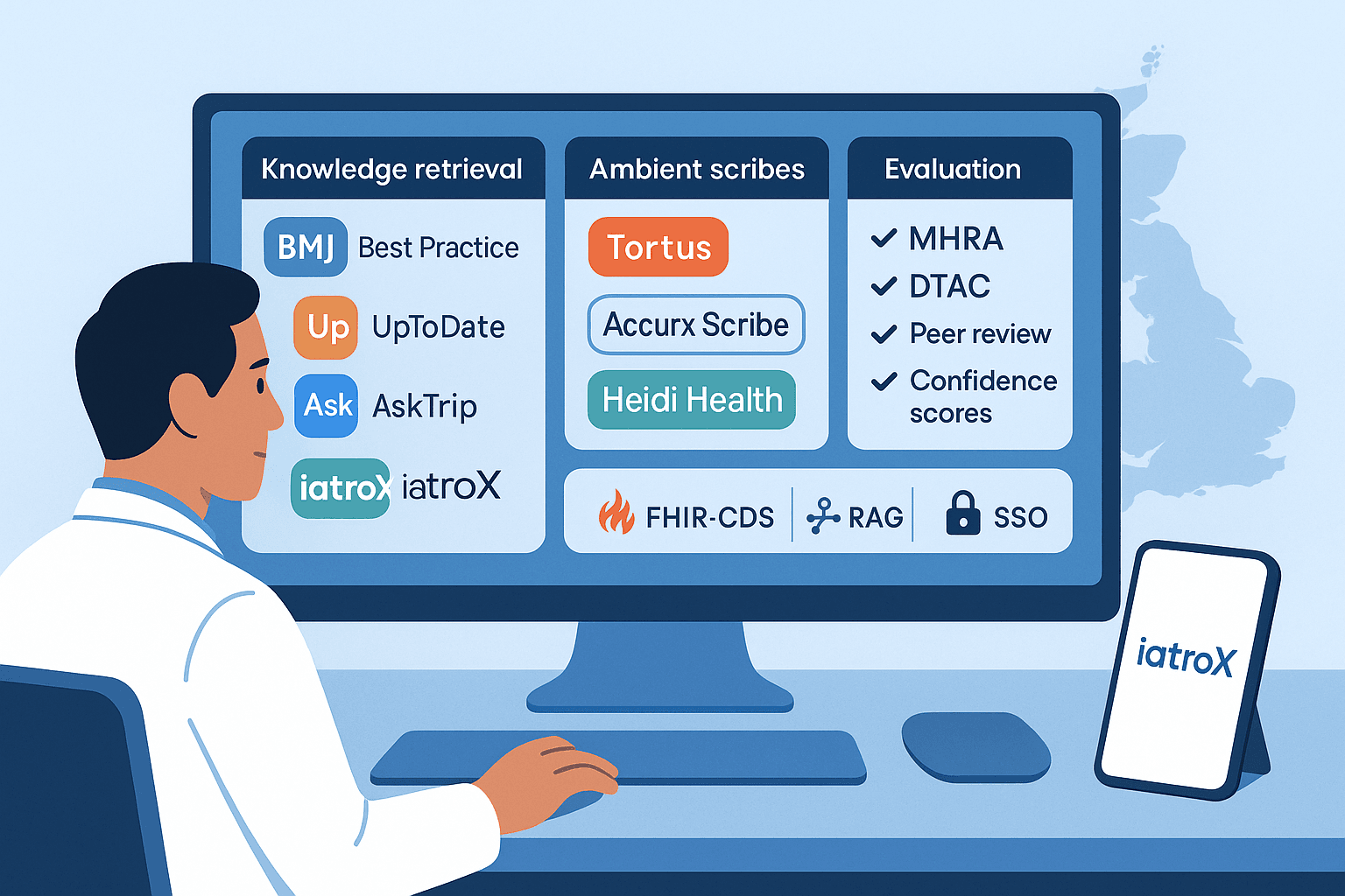 Top AI tools for UK clinicians: UpToDate AI Labs, BMJ Best Practice & iatroX reviewed