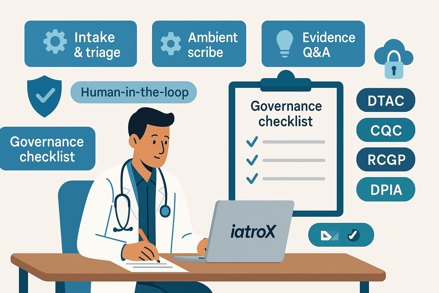 AI in general practice (UK): a practical guide for GPs — governance (RCGP/DTAC/CQC), ethical AKT/SCA prep, and PCSE essentials
