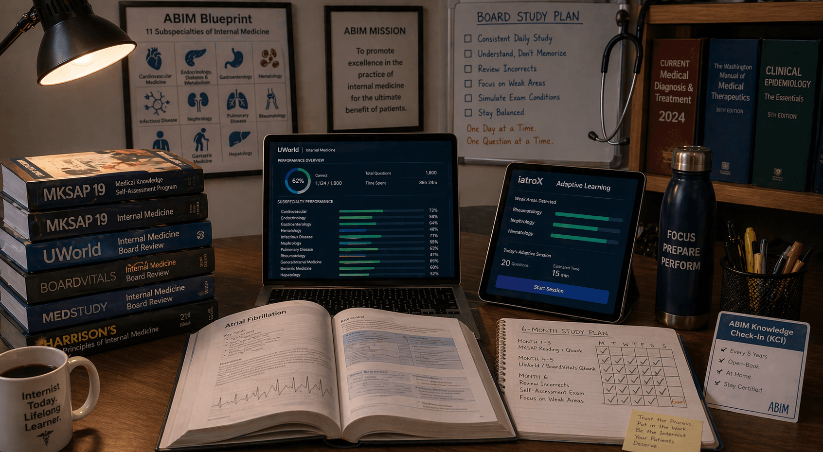 How to Study for ABIM Board Certification (2026): MKSAP vs UWorld vs BoardVitals vs iatroX