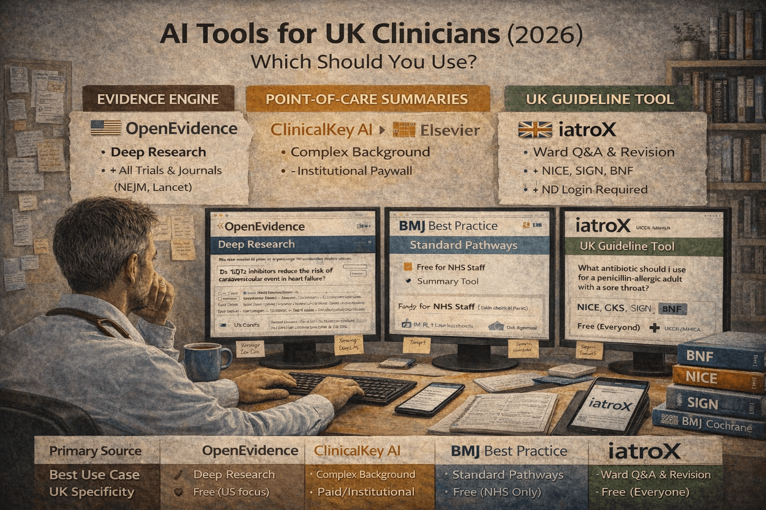 Best AI medical search tools (2026): evidence engines vs point-of-care summaries vs UK guideline tools